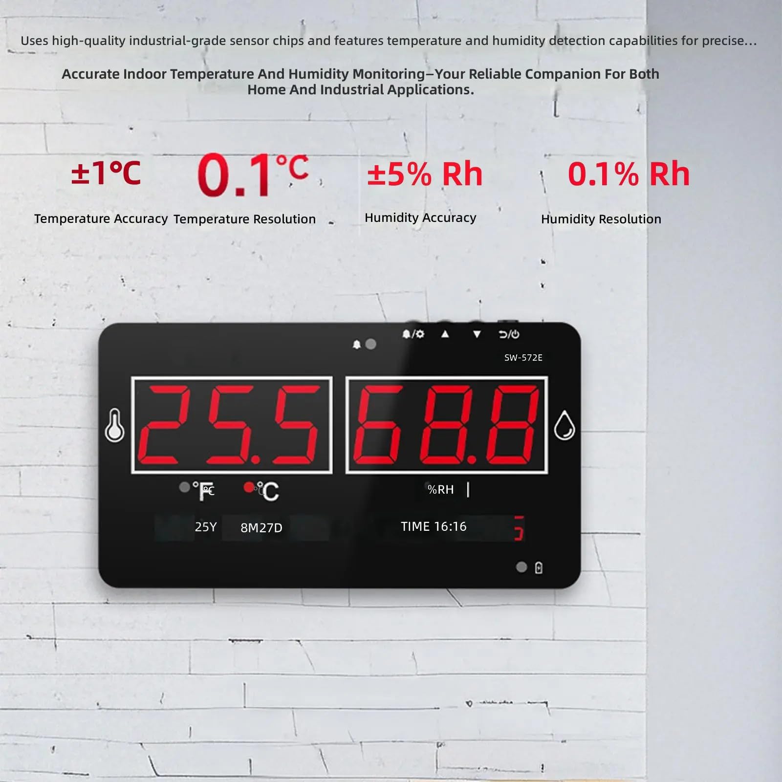 Higrómetro y termómetros de pantalla digital, montaje en pared, alta precisión, fácil de usar, para el hogar, oficinas, coche, entorno, termómetros electrónicos