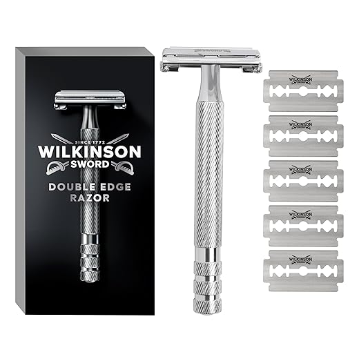 Wilkinson Sword - The Edger Barber's Style - Rasoir Pour Hommes - Rasoir de Sûreté + 5 lames à double tranchant