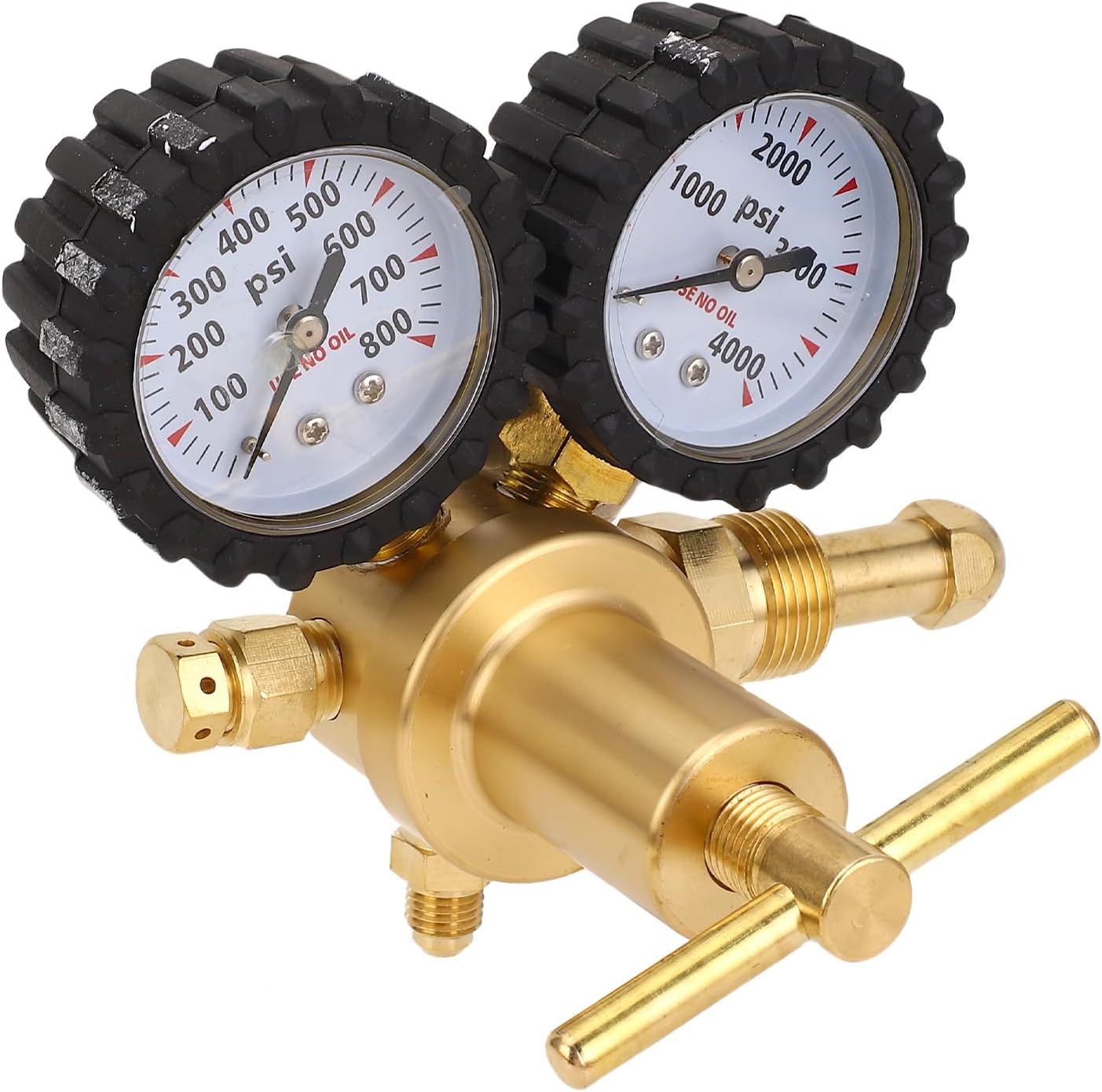 WALFRONT Nitrogen Regulator Valve Kit for HVAC with 60in Hose CGA580 Inlet Connection 1/4in Male Outlet Connection 0-800PSI, Nitrogen Regulator