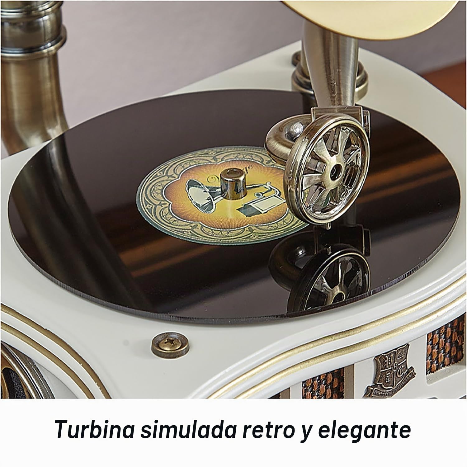 Tocadiscos Gramófono De Vinilo con Altavoz Incorporado, Función Bluetooth, Entrada Auxiliar/USB/FM, Regalo Ideal para Amantes de la Música y Coleccionistas de Vinilos