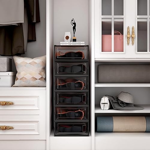 Miniatura 6 de PARANTA Caja de almacenamiento de zapatos de bota de 8 piezas, organizador de zapatos apilable de plástico transparente con puerta transparente para