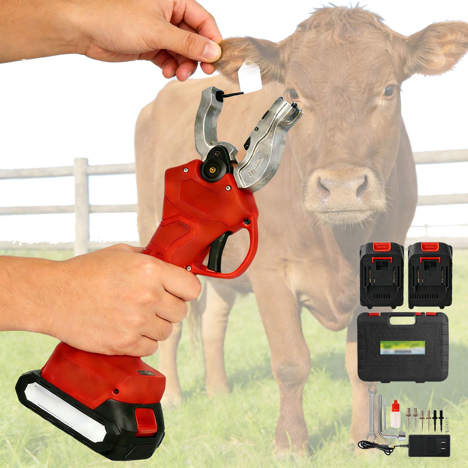 Strumento di Marchiatura Elettrica per Bovini, Suini, Ovini - Materiali: Plastica Durevole e Acciaio Inossidabile, Facile da Usare, Riduce Il Dolore Animale, Include 3 Aghi di Ricambio A
