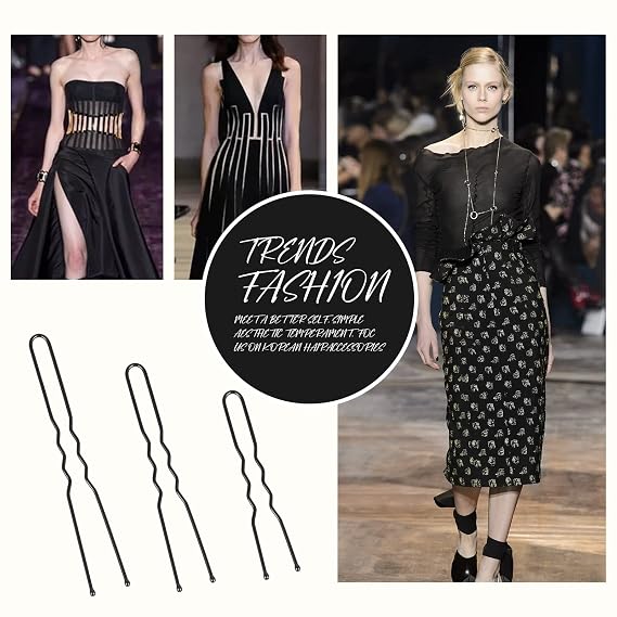 200 Pcs U Shaped Hair Pins 2IN 2.4IN 2.8IN in Box, French Hair Pin for Buns, Happi Mangala Bobby Pin for Women - Black