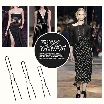 200 Pcs U Shaped Hair Pins 2IN 2.4IN 2.8IN in Box, French Hair Pin for Buns, Happi Mangala Bobby Pin for Women - Black