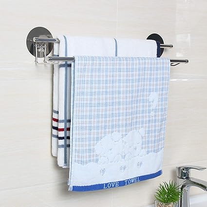 HOKIPO LT-82408 High Grade Stainless Steel Magic Sticker Self Adhesive Series 2 Tier Towel Holder Rack