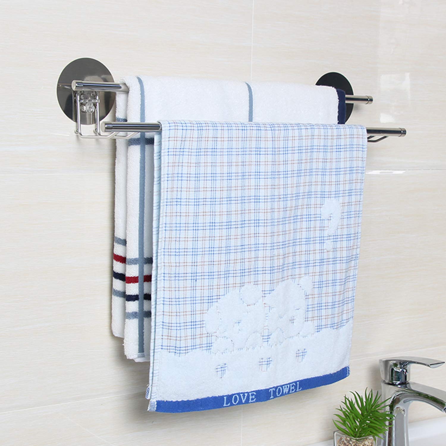 HOKIPO LT-82408 High Grade Stainless Steel Magic Sticker Self Adhesive Series 2 Tier Towel Holder Rack (B07XQH7D5G) Amazon Price History, Amazon Price Tracker