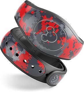 Design Skinz Red and Gray Digital Camouflage Premium Vinyl Decal Wrap Cover for The Disney MagicBand+ (Fits MagicBand+ for Disney Parks)