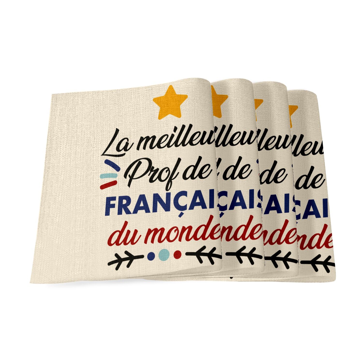 Sets de table en lin de qualité pour enseignant, linge de table durable grand format