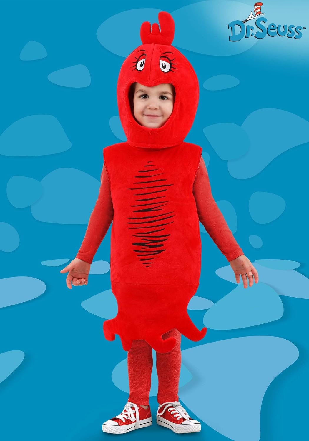 Dr. Seuss Kids Red Fish Toddler Costume - Tunic and Headpiece with Embroidered Details