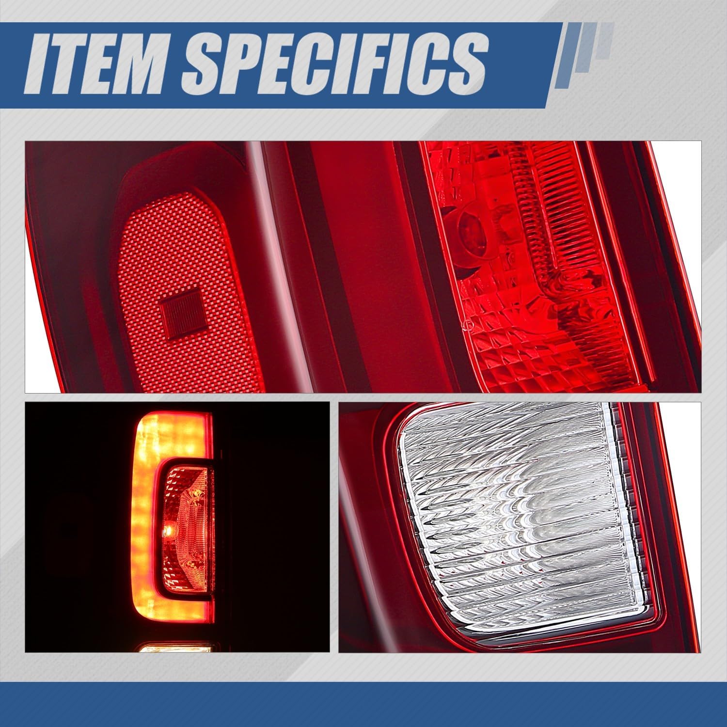 Auto Dynasty Tail Lights Assembly Compatible with 2017-2019 Honda Ridgeline, Driver and Passenger Side LED Rear Lamps, HO2800195 HO2801195, Chrome Housing Red/Clear Lens