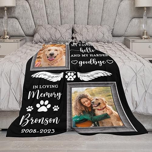 Miniatura 3 de Artsadd Manta de memoria personalizada por pérdida de mascotas, foto personalizada, nombre, perro, gato, manta conmemorativa, regalo de condolencia,