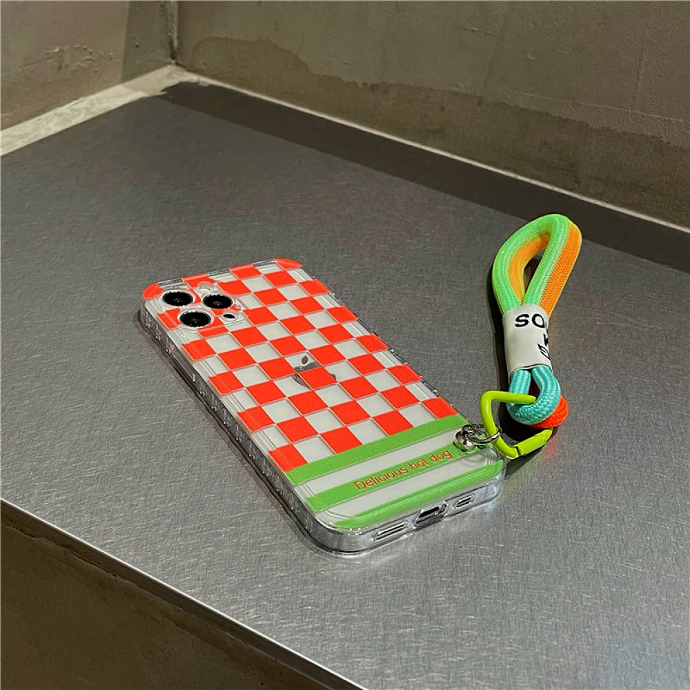 Amazon.co.jp: ストラップチェッカーボード格子蛍光カラー電話ケース