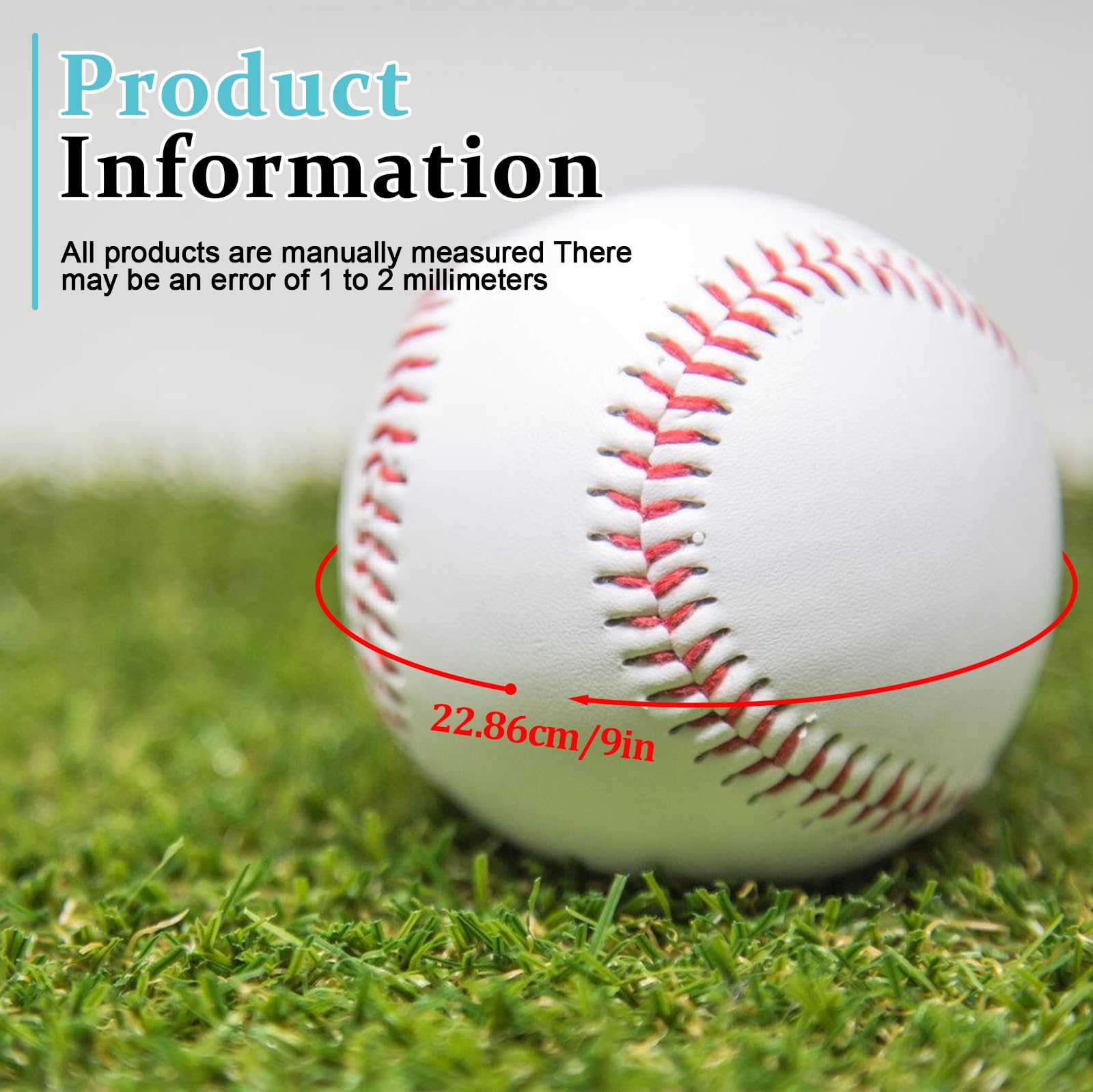 BYZESTY 4 Pezzi Palline da Baseball, Cucite a Mano, Morbide, 9 Pollici, PU, per Adulti e Ragazzi, Giochi da Baseball Professionali