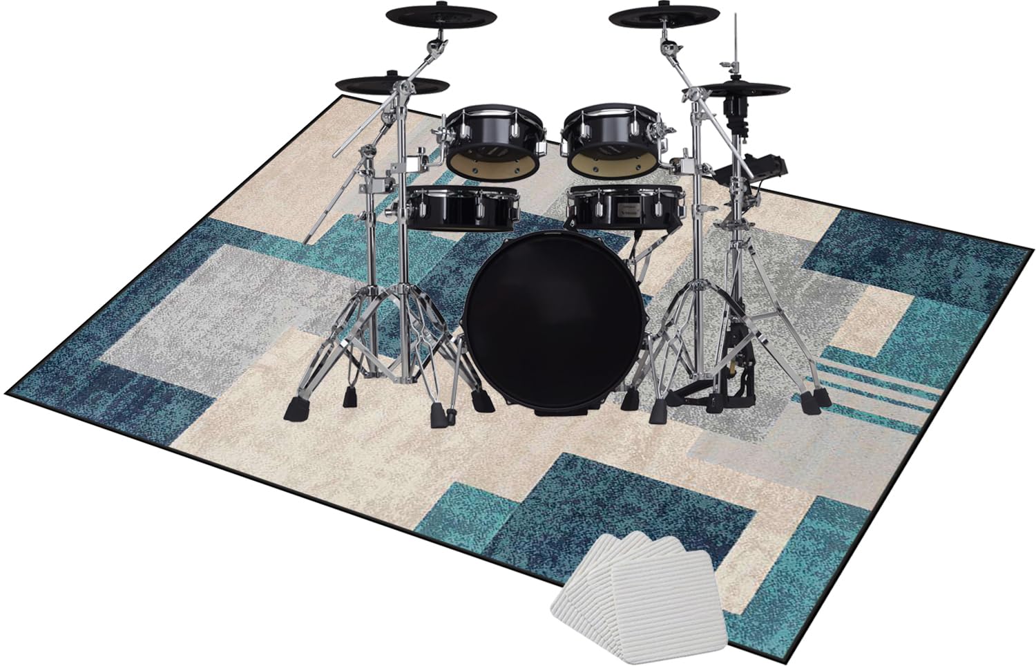 Tappeto per Batteria, Tappetino per Batteria Drum Tappeto Insonorizzato per Batterie elettroniche Rullante Acustica Snare Drum Grancassa Strumenti Musicali Coperta Antiscivolo 120 x 80 cm