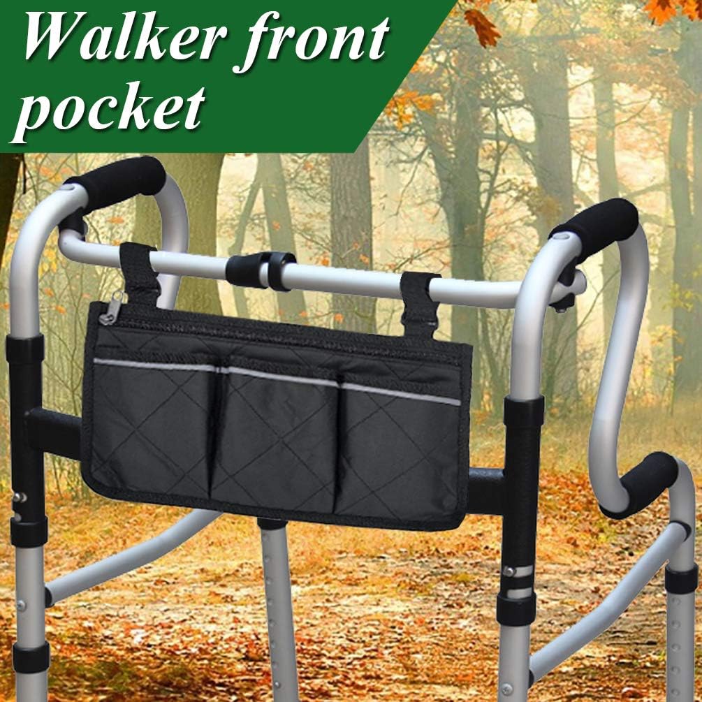 Walker Bag Wheelchair Side Armrest Accessories - Adults Electric Wheelchair Bag Travel Carry Bag Hold Water Bottle Glasses Wallet Medicine Box with Zipper for Elderly Men Women : Health & Household