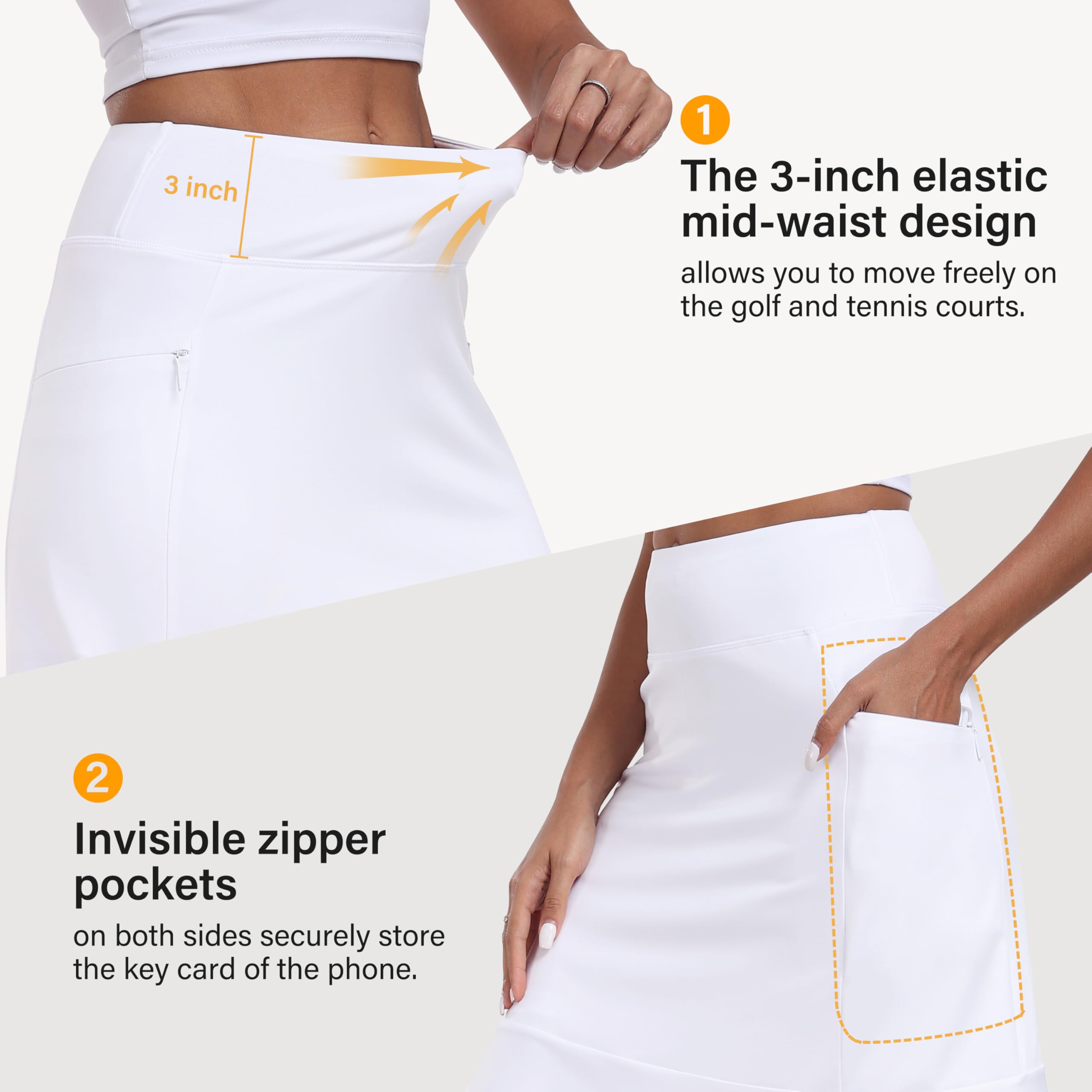 MoFiz Falda de Tenis Plisada para Mujer con pantalón Interiores, Cintura Alta, hasta la Rodilla, para Golf Deportes de Verano, Yoga, Senderismo, Correr