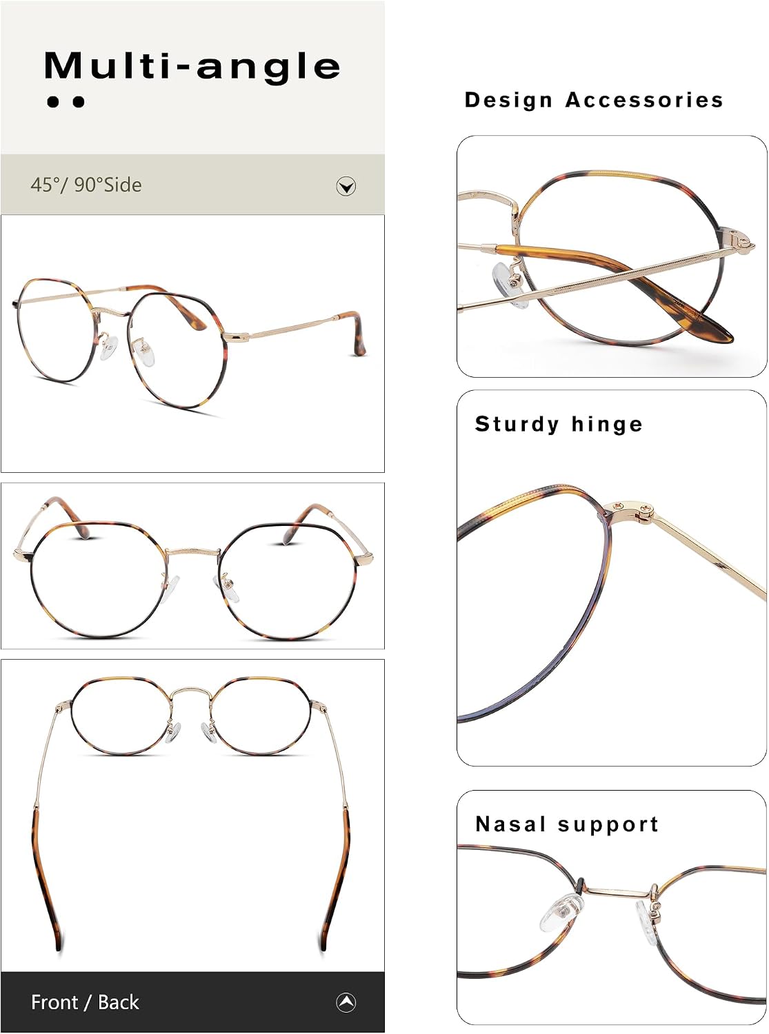 Pro Acme Round Metal Glasses Clear Vintage Eyewear image 5