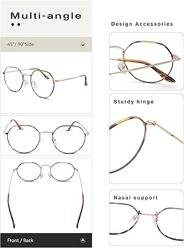 Miniatura 9 de Pro Acme Gafas redondas de moda Metal Clear Lens Frame Vintage Unisex Gafas 53MM