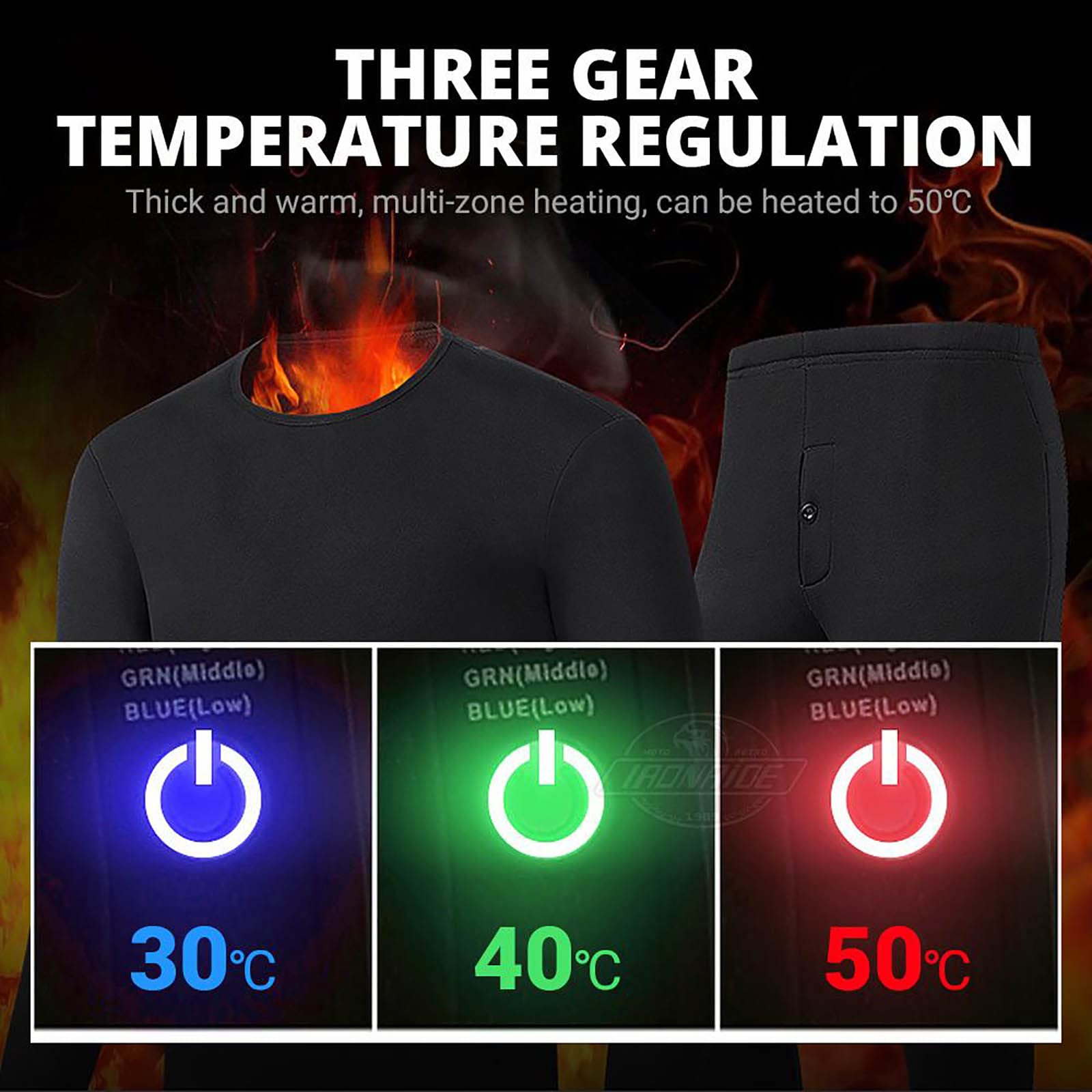 Conjunto de Ropa Interior Térmica para Mujer Traje de Esquí Lavable Térmico USB Invierno Acampar al Aire Libre Cálido y Acogedor Elástico Top + Pantalones,Black,3XL(172