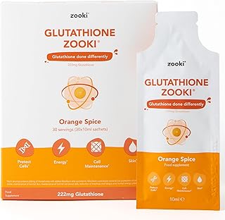 YourZooki - Glutathione Zooki - Highly Bioavailable Liquid Glutathione - Cellular Support with Riboflavin for Energy Metabolism, Tiredness & Fatigue - 30 Servings