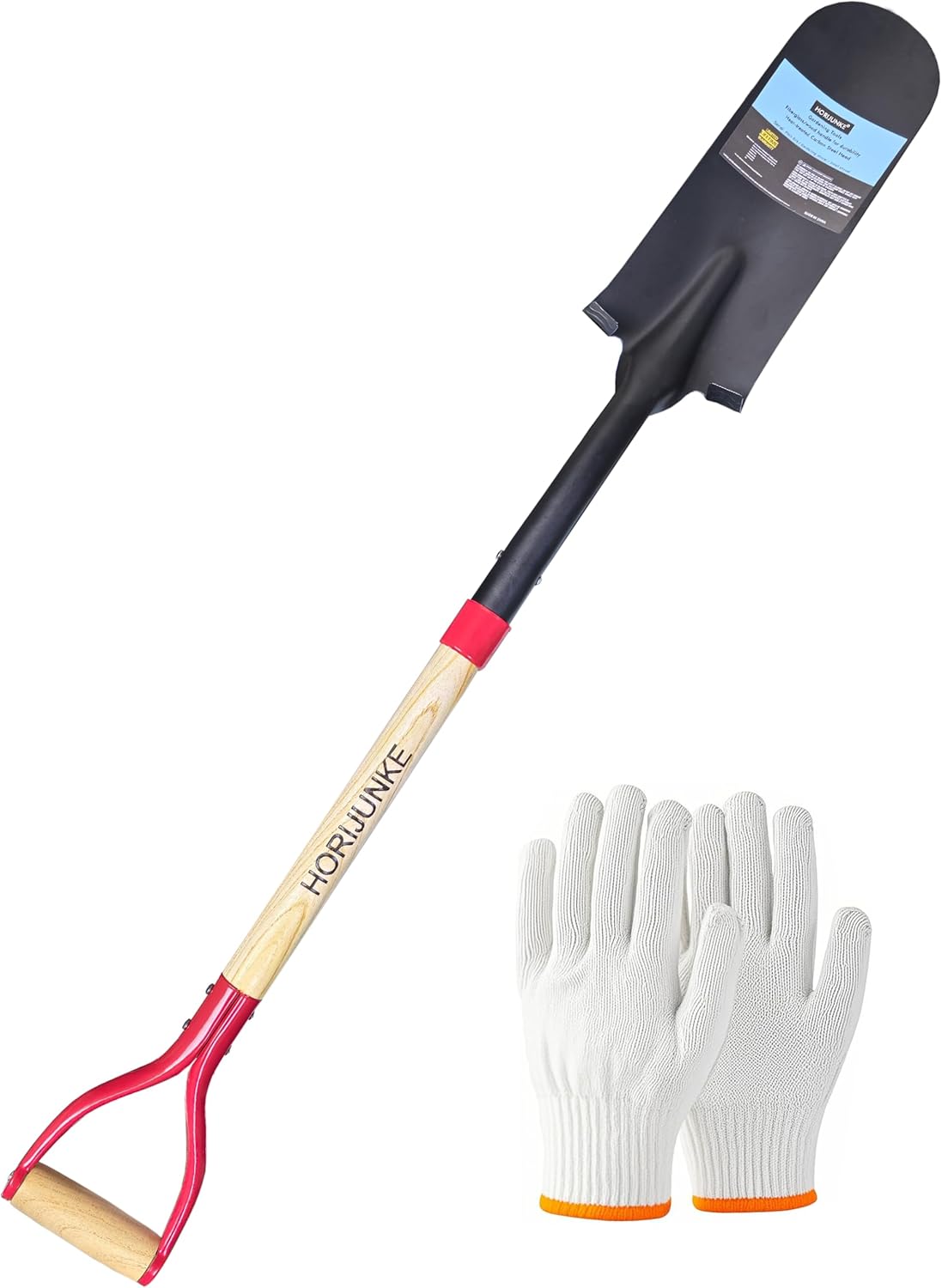 Pala de drenaje, pala de drenaje de jardín, pala de zanja, mango en D de tejido, agarre en Y de acero, pala de 45 pulgadas para excavar trasplante y