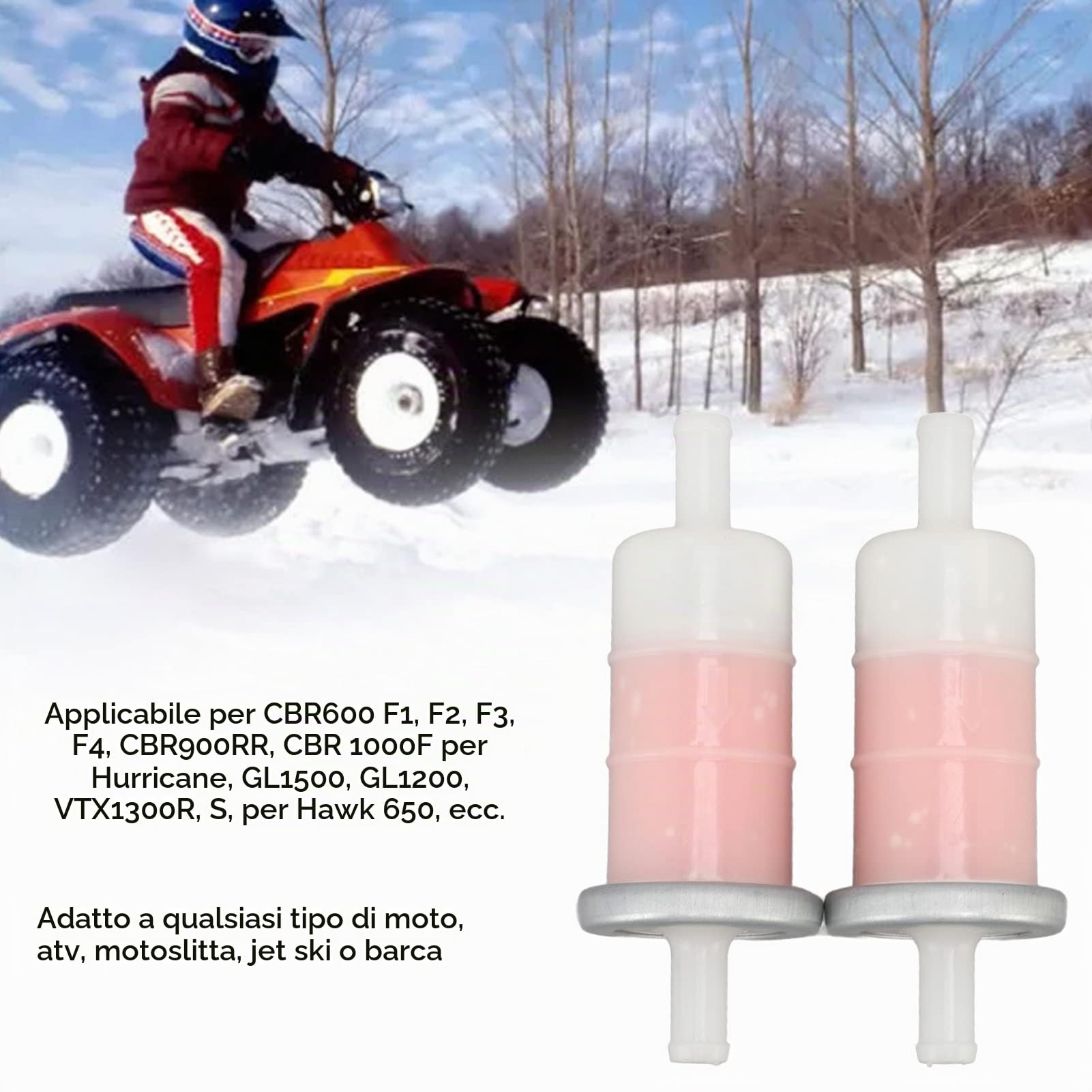 2 Pezzi Filtro Carburante Universale, 9,5mm 10mm Filtro Benzina 3/8 Pollice Elemento Lavabile Carburante Moto Filtro Liquido Gasolio per CBR600 VT600 NT650 VFR700 ST1100 VT1100 GL1200 GL1500