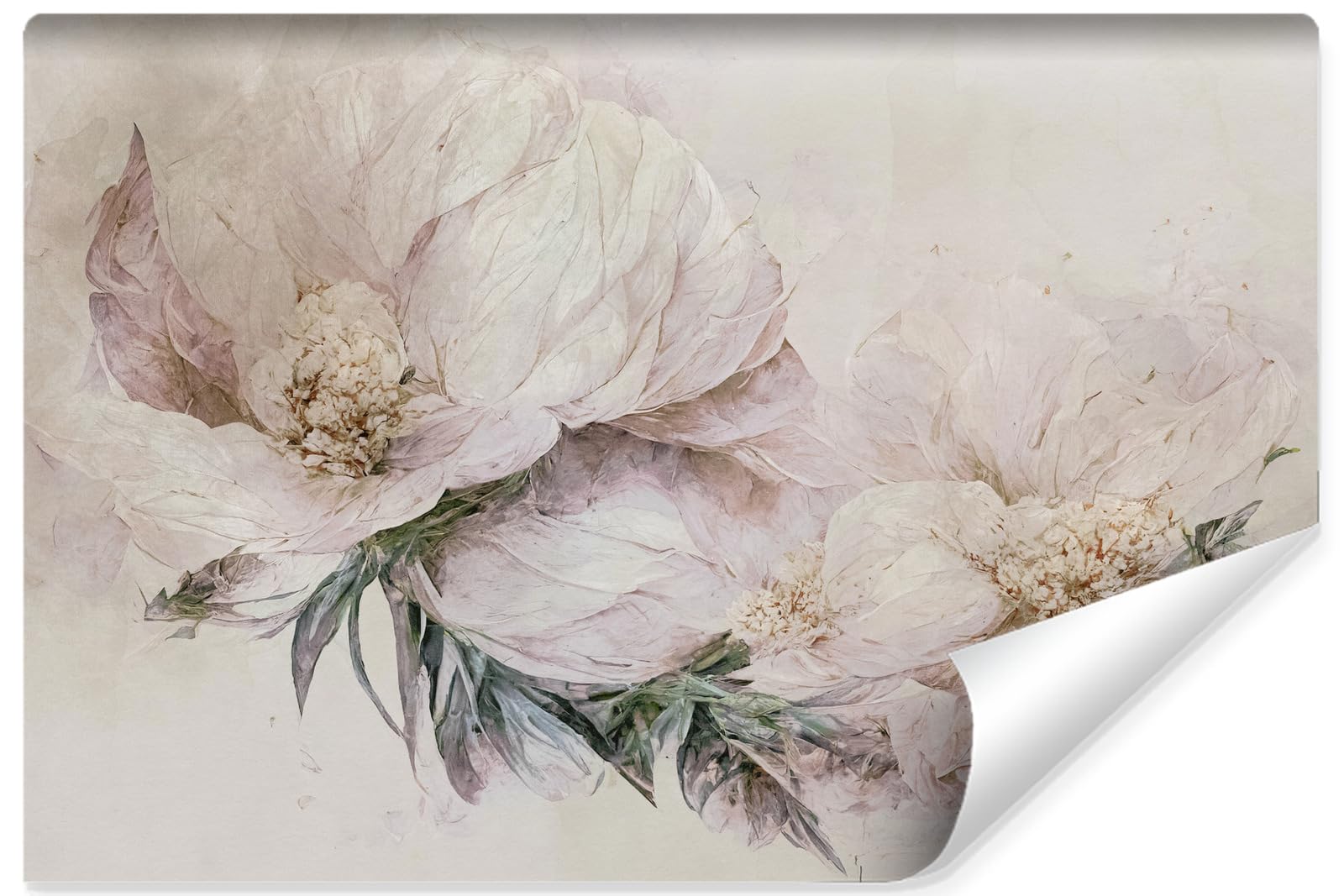 Muralo - Tapeta 3D z włókniny - fototapeta z efektem 3D - tapeta do salonu, sypialni, tapeta ścienna - fototapeta - kwiaty w stylu vintage - szer. 225 cm x wys. 150 cm