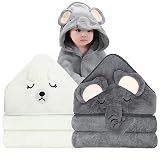 2 Piezas Toallas de baño con capucha para bebé, toallas de baño de bambú orgánico, toallas con capucha suaves y súper absorbentes, lavable a máquina, toallas de baño para niños pequeños, 0-3 años