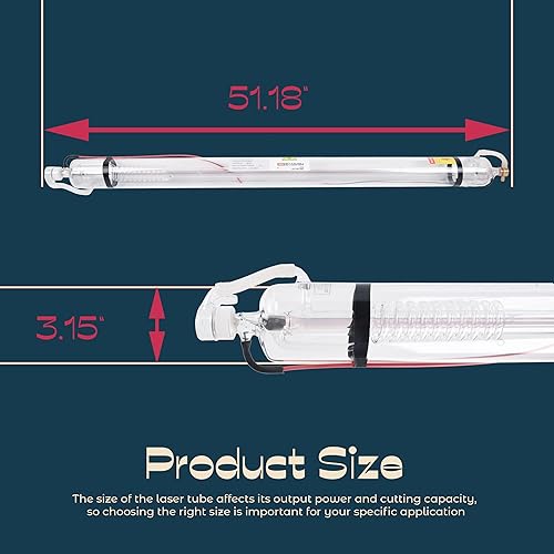 Miniatura 7 de Doppy Longitud del tubo láser de CO2 80W 49.213 in con cabeza de metal (pico 100 W) con recubrimiento para cortador láser máquina de corte de