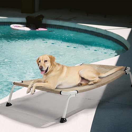 Miniatura 6 de Veehoo Cama Elevada para Perros para Exteriores, Camas Elevadas Impermeables y Refrescantes para Perros Grandes, Hamaca Curvada Fuera del Suelo para