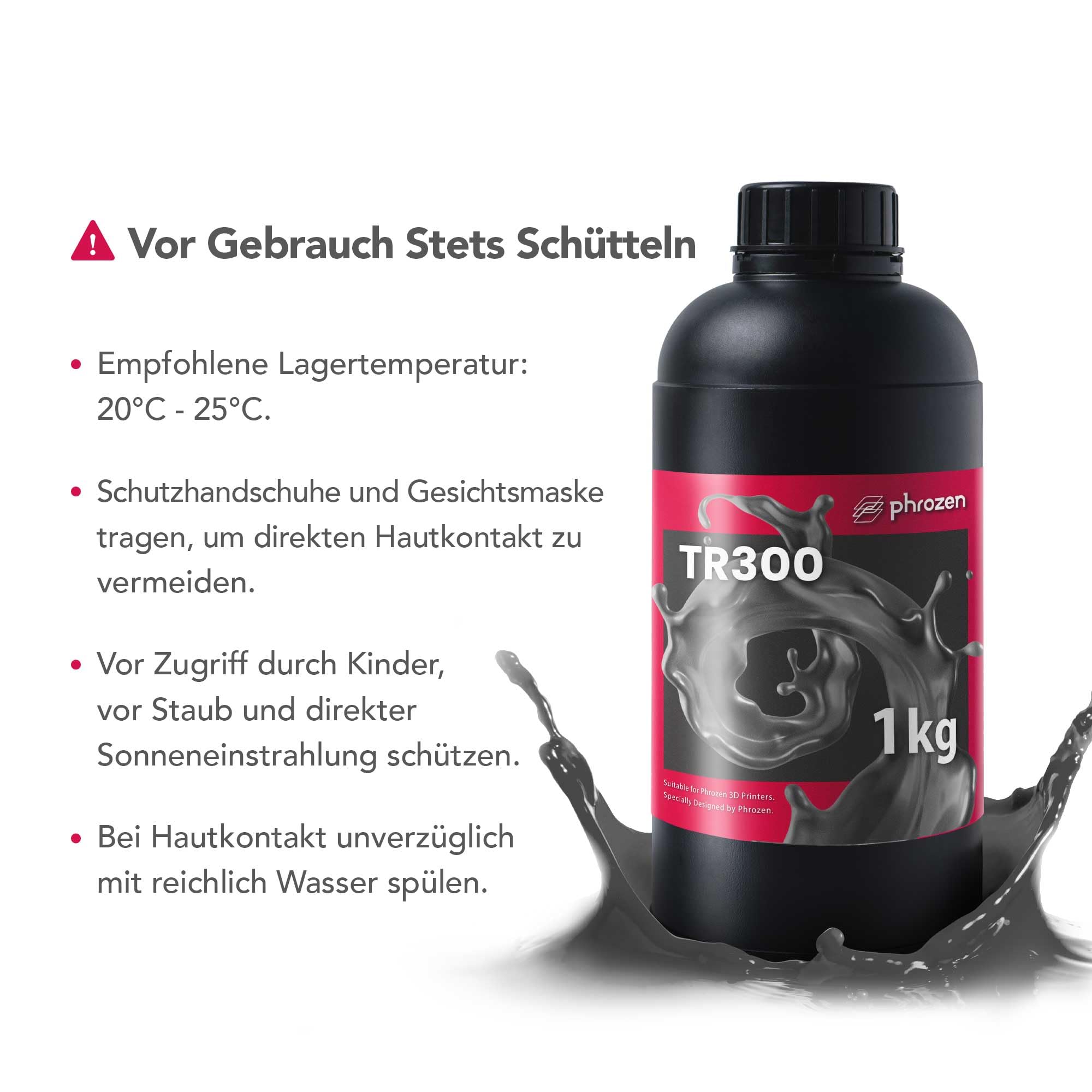 Phrozen TR300 3D Drucker Resin | Hohe Temperaturauflösung bis 156°C Hitzebeständigkeit | 405nm Photopolymer UV-Harz für SLA/DLP/LCD 3D Printer | Hohe Zähigkeit, Geringer Geruch (1kg)