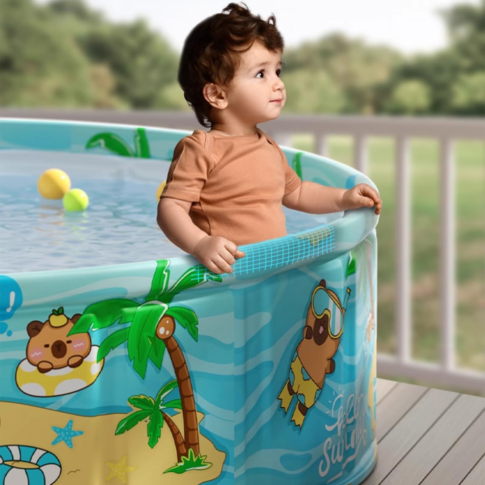 Piscina Plegable No Inflable De PVC – Resistente Y Portátil, Diámetros De 90 A 180 Cm, Ideal Para Patio, Jardín, Playa Y Mascotas