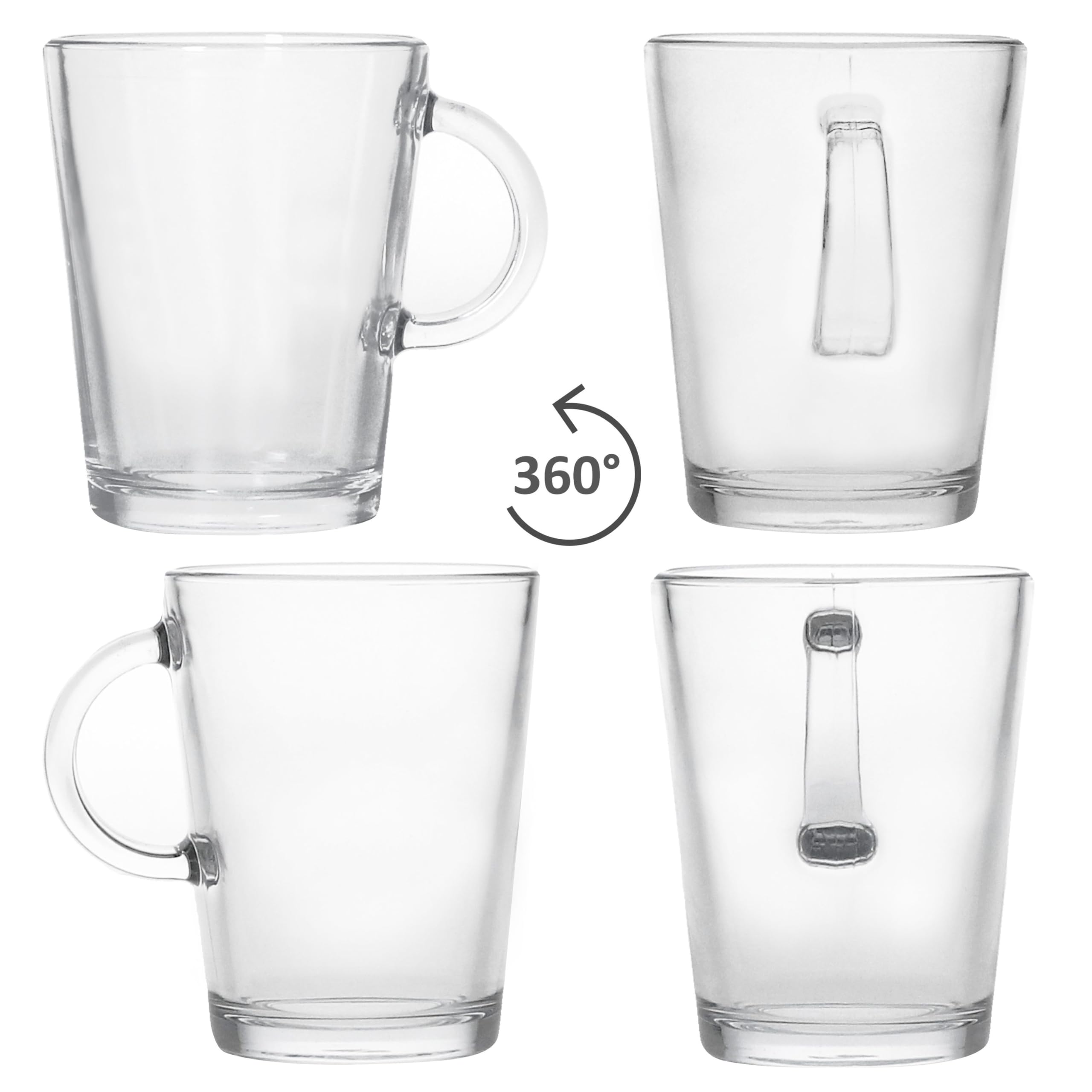 Ritzenhoff & Breker Coredo Lot de 12 verres à thé avec anse - 250 ml - Hauteur : 10,5 cm - Avec anse en verre transparent - Pour café, cacao, cappuccino, latte macchiato et autres - Pour la maison et