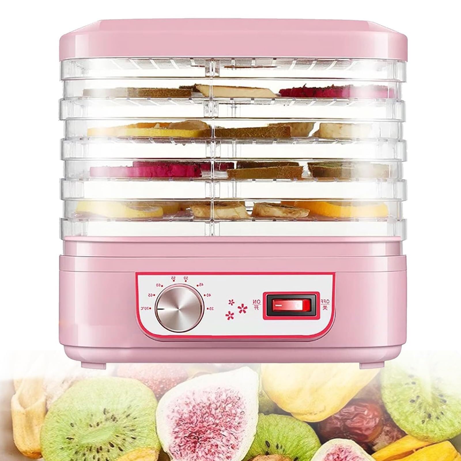 Deshidratador de alimentos, máquina secadora por congelación eléctrica pequeña de frutas con control de temperatura de 35-70 °C, ventilación de 360 °, secador de aire para bocadillos para uso domést