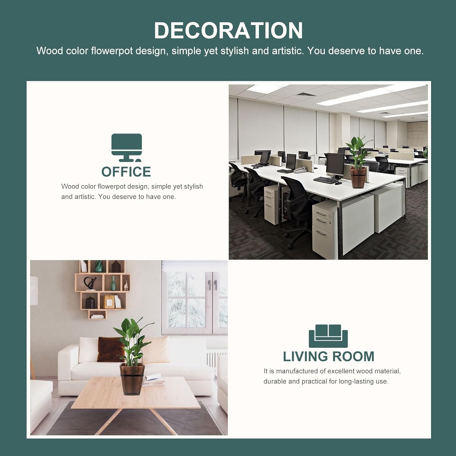 Homoyoyo Retro Carbonized Wood Flowerpot Decorative Wooden Planter for Succulents and Small Plants Large Vintage Style Plant Container for Indoor Outdoor Garden