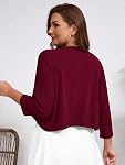 AusLook Plus Women's 3/4 Sleeve Cardigan Shrug for Dress Open Front Lightweight Casual Fashion Cropped Sweater Coat Tops 1-5X