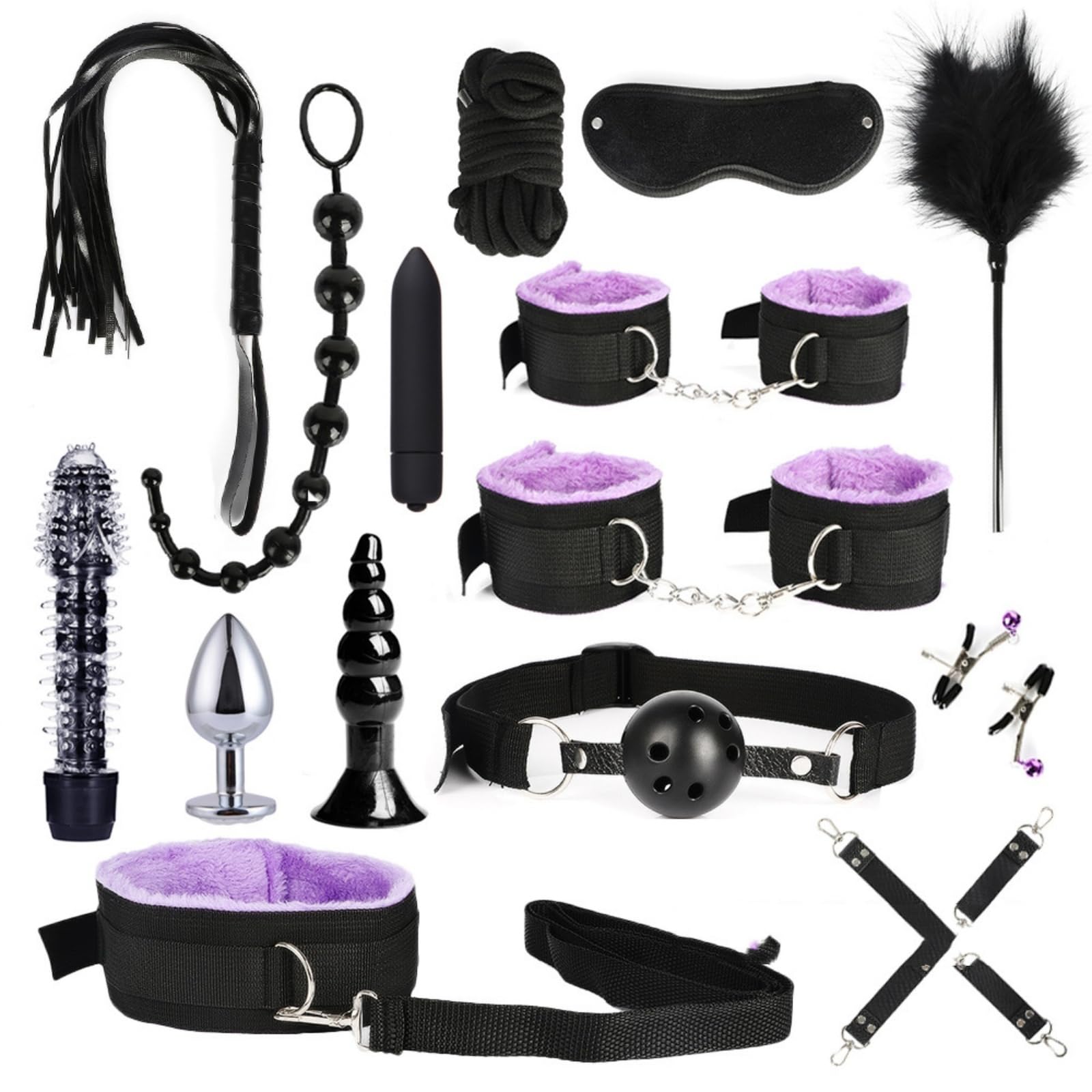 [15 Pezzi] Yoga B𝚘nd𝚊ng𝚎 Kit S𝚎xy Coppia Accessori S𝚎x Toy Adulti Lo di S𝚎x Toysper per Coppie S𝚎𝚜𝚜o L𝚎tto Shop Hot Oggetti Donna Viaggi M𝚊n𝚎tte (Viola)