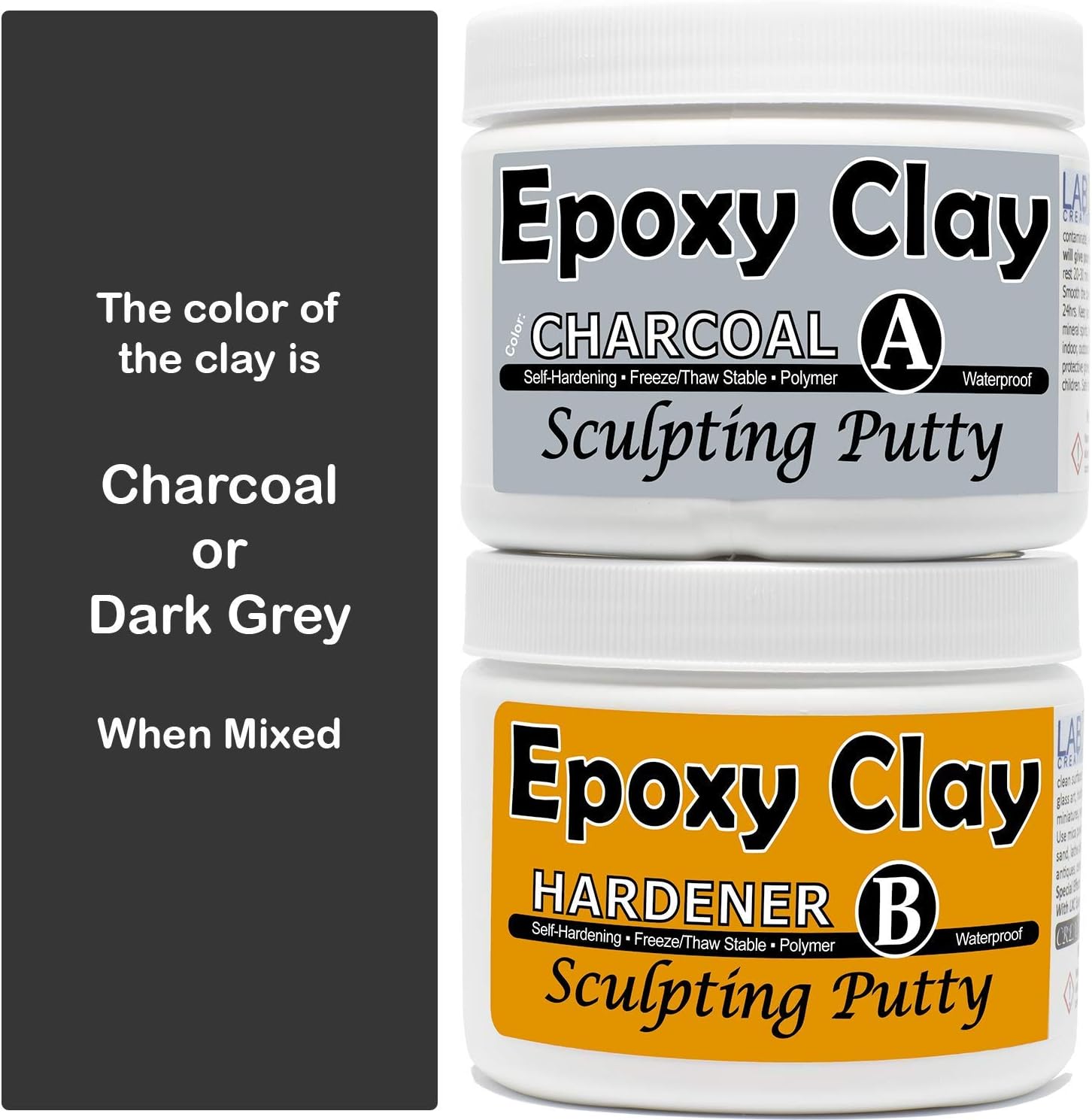 2 Part Sculpting Epoxy Clay 1 lb Kit | Color: Charcoal | Air Dry Self Hardening Non Ceramic Resin Putty Permanent Bond | waterproof | Wood, Crack & Stone repair/filler | Modeling Clay | LXC