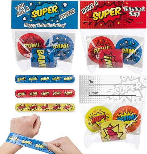 Miniatura 1 de 30 pulseras de superhéroe de San Valentín para niños, tarjetas del día de San Valentín para el aula escolar de los niños, regalos del día de San