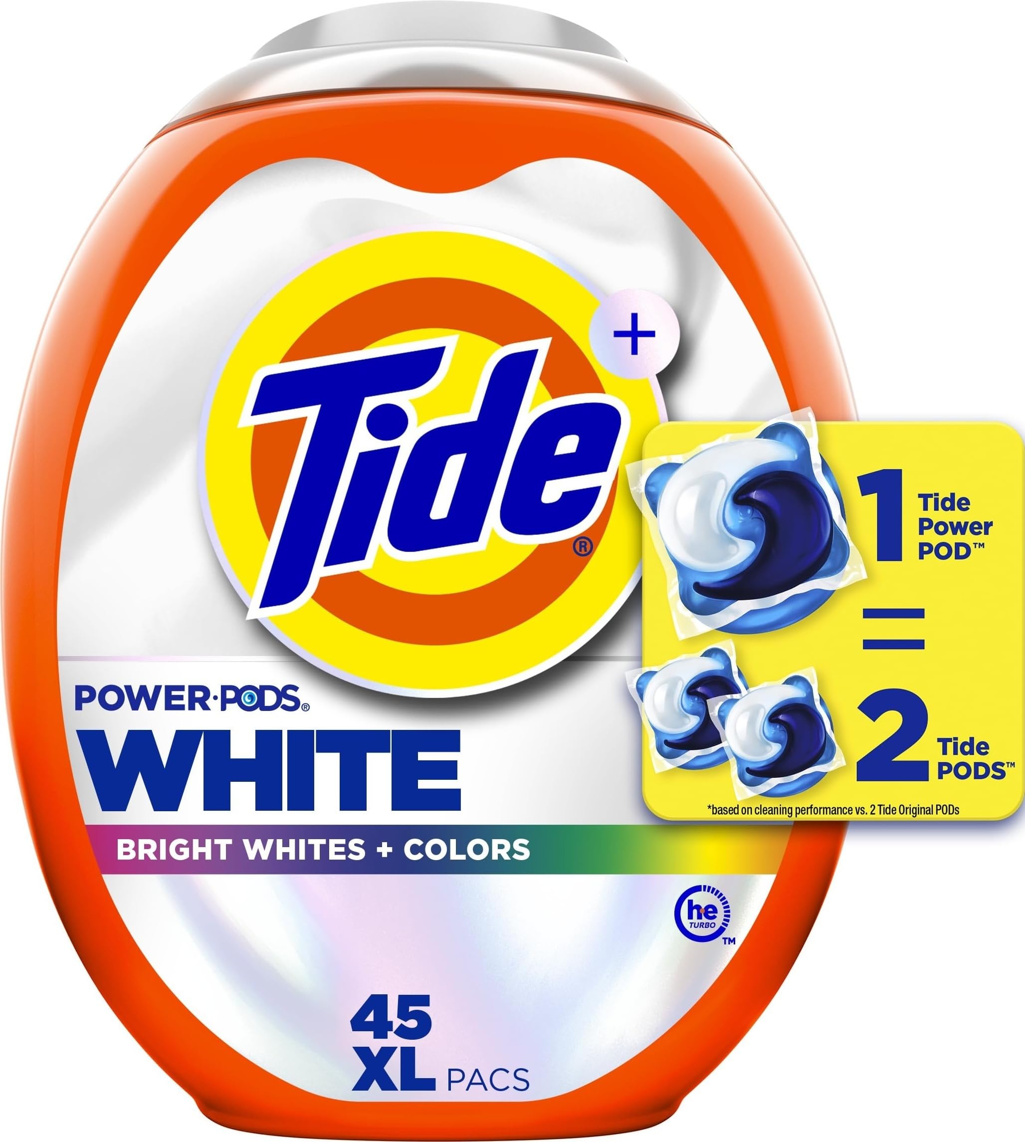 Tide Tide Pods Plus Ultra-Oxi-Waschmittel, weiß und hell, fortschrittliche Fleckenentfernung und Aufhellungskraft, 45 Stück, Tide Pods Waschmittel