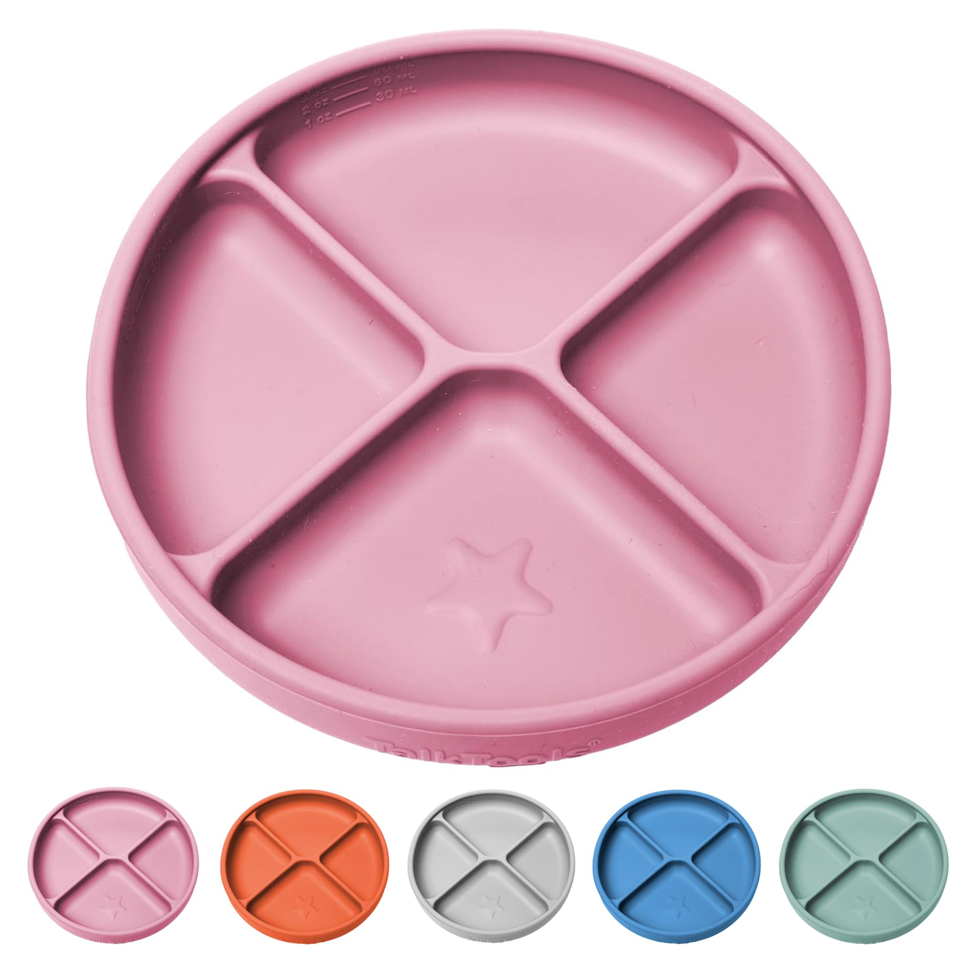 TalkTools Itsy Plate Must-Have Silicone Baby Plates with Suction | Non-Toxic Toddler Feeding Plate | Divided Portion | BPA-Free, Easy-Clean, Travel-Friendly Baby Dishware - Made in USA (Bubblegum)