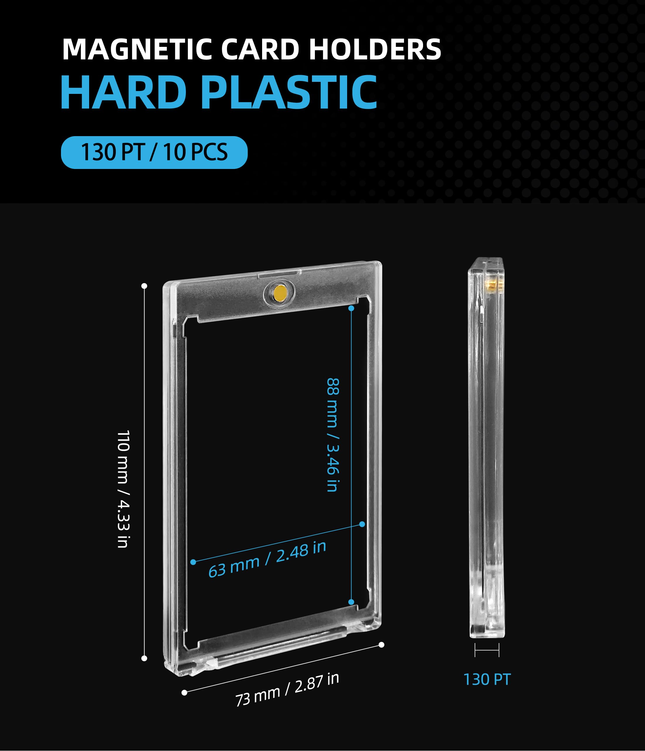 Archivalpro 130PT Magetic Card Holder,Anti-uv,10 pcs/pk,Snap Card Holder,Hard Plastic for Trading Card,Baseball Cards Holder - Image 3