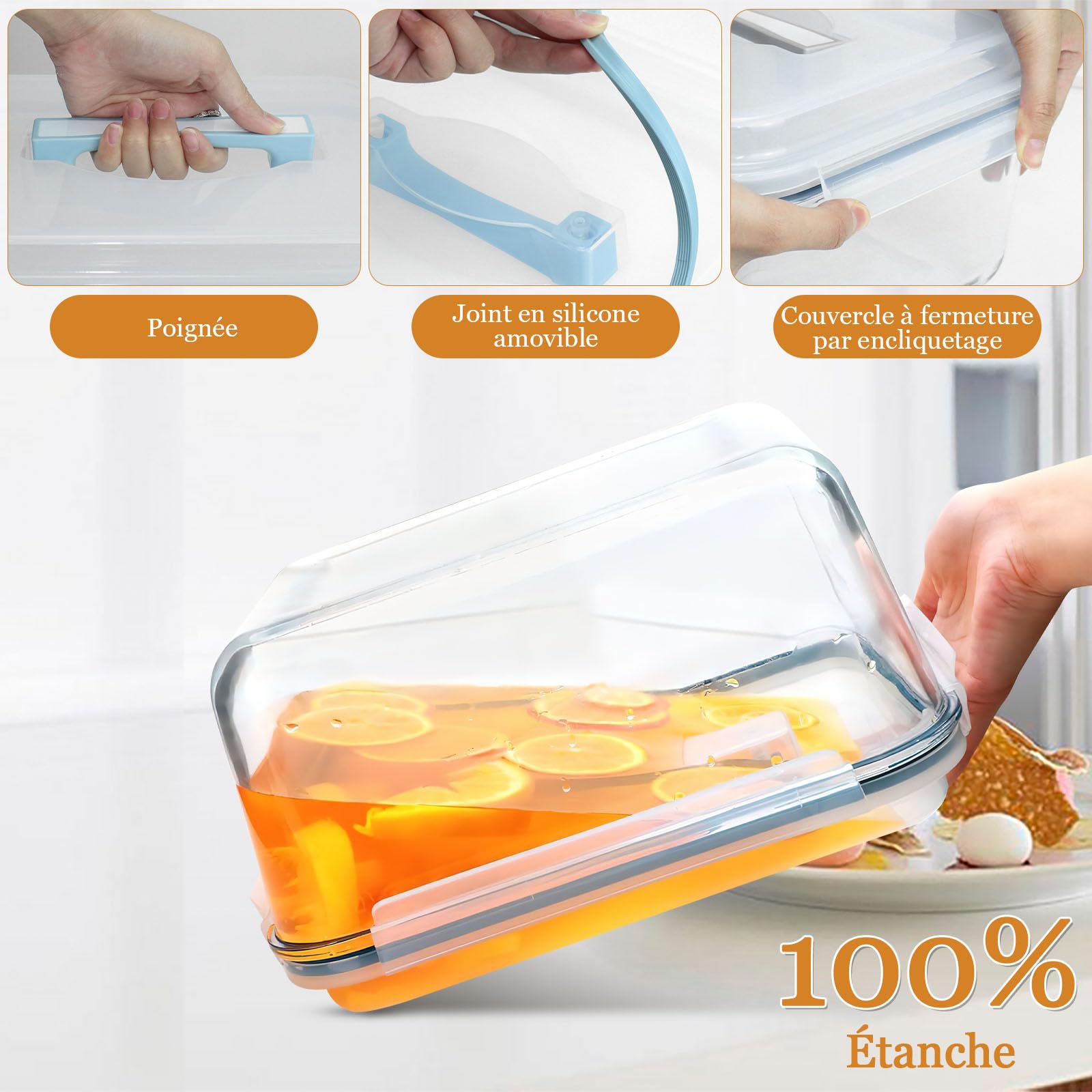 Boîte de Conservation en Verre 6 L avec Couvercle Hermétique | Grand Récipient Alimentaire Rectangulaire pour Four et Congélateur, Meal Prep, Poulet Rôti et Plats Familiaux