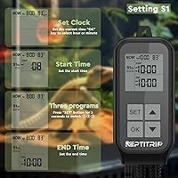 Vista 4 de Reptile Thermostat, Light Timer for Temperature and Lighting Control, Day-Night Timer Thermostat with Reptile Thermometer for UVB Light, Heat Lamp