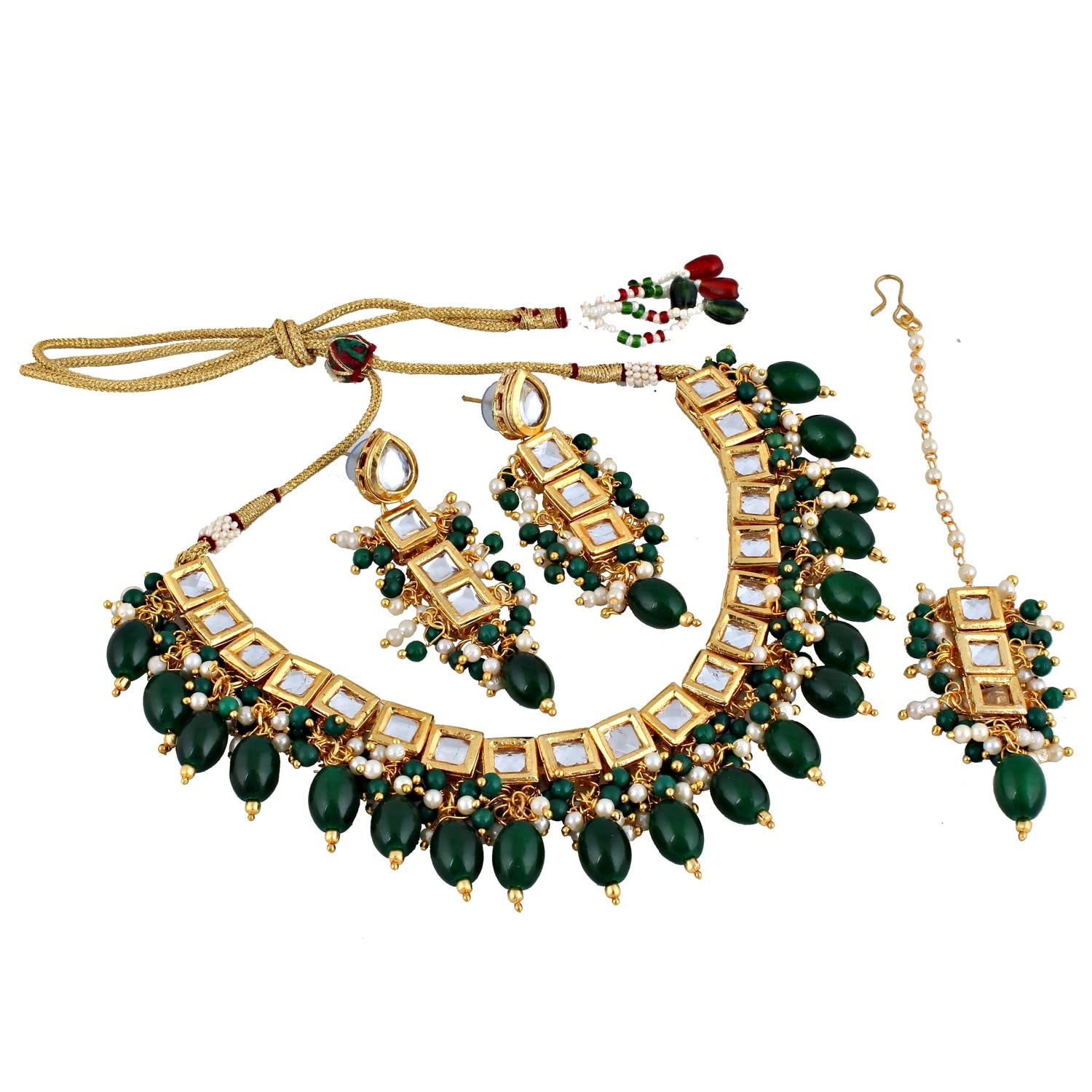 Lucky Jewellery Designer Green Color Beads Gold Plating Kundan Necklace Set for Girls & Women (660-J5SK-1664-G) (B07GBB5PWH) Amazon Price History, Amazon Price Tracker