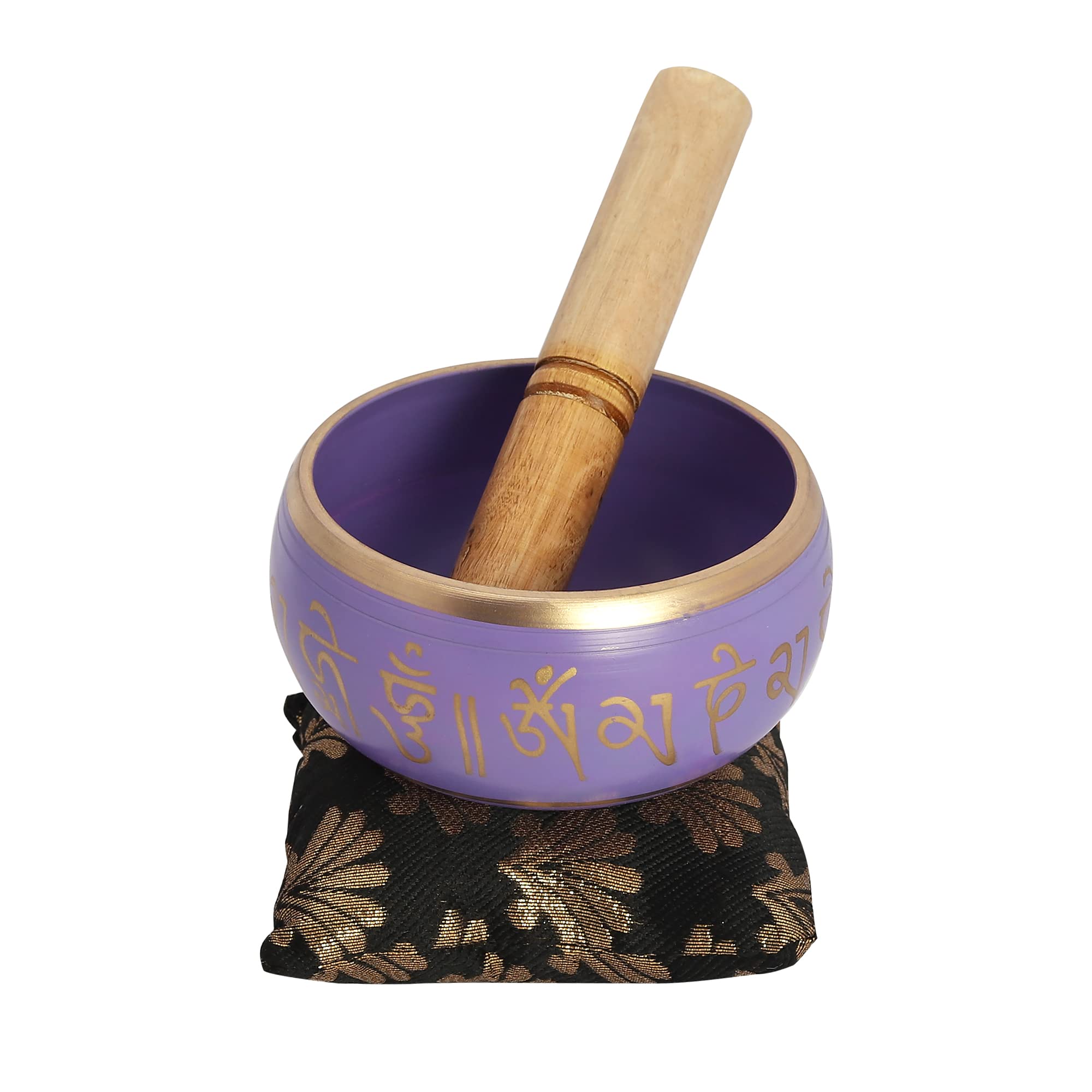 Tibetan Healing Mantra Engravings Singing Bowl Set Meditation Sound Bowl Creates Beautiful Sound For Yoga Chakra Balancing, Stress and Anxiety Relief (Purple)