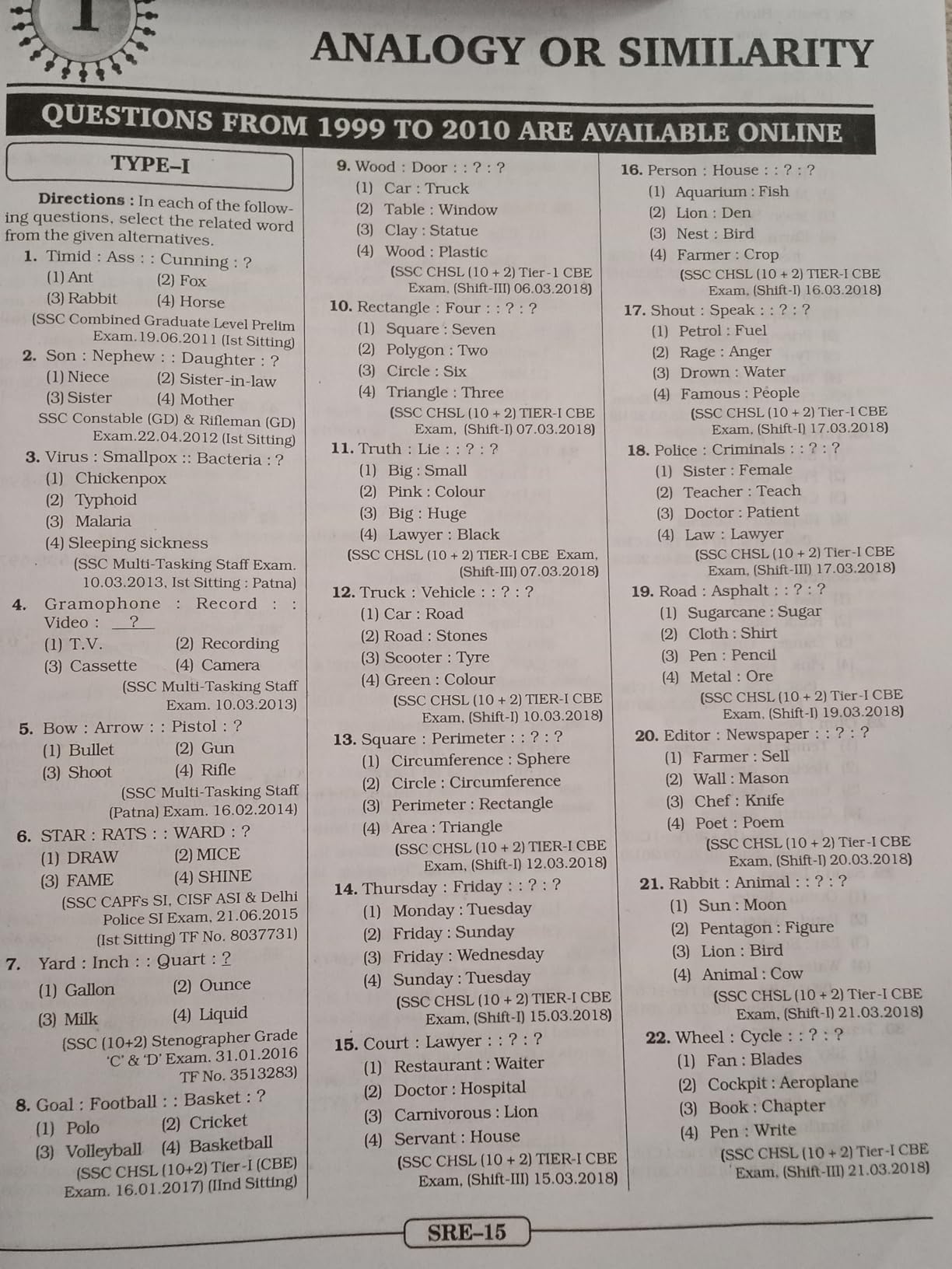 Buy SSC TCS PYQs Reasoning Chapterwise & Typewise Solved Papers 12800 ...