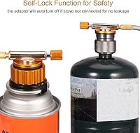 Vista 5 de Camping Stove Adapter Propane to Butane Adapter 1 Lb Propane Tank Input EN417 Lindal Valve Output w/Butane Canister Nozzle Input EN417 Lindal Screw