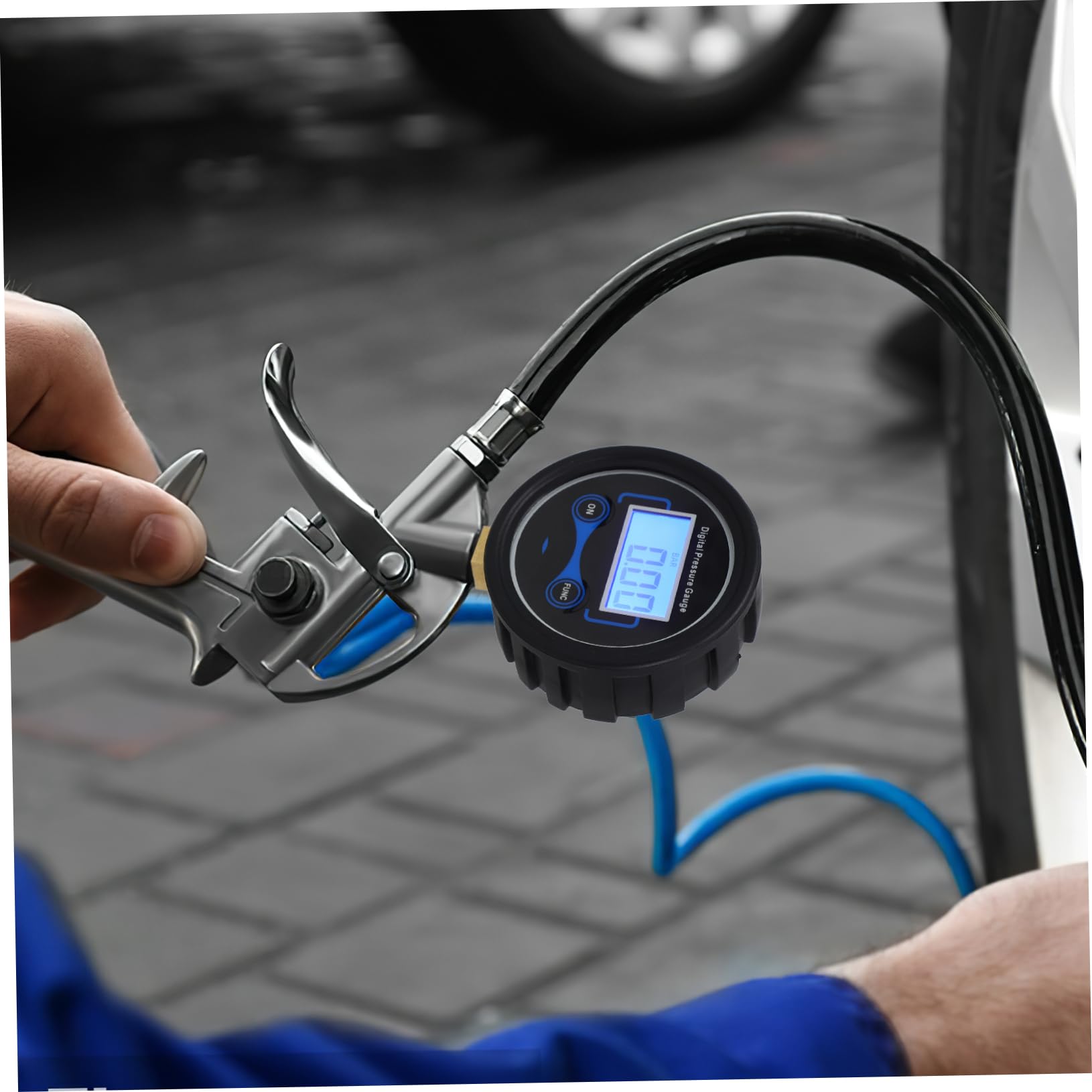 Cabilock 2 Piezas Manómetro De Pantalla Digital Auto Con Indicador Ensayador Manómetro De Presión De Neumáticos Herramienta Medidor De Presión De Aire De Neumáticos Negro El Plastico