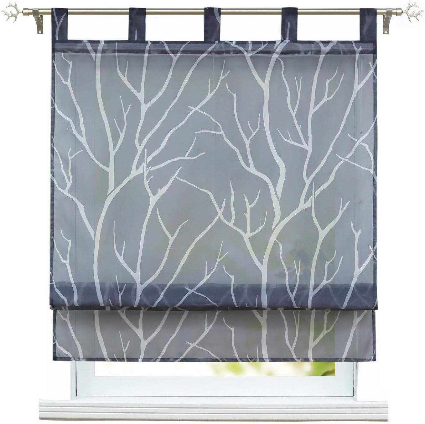 Eslir Roman Blind with Loops, Roman Shade for Kitchen, Transparent LoopTop Roller Blind, Modern